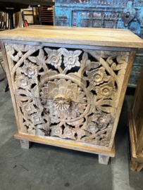 Handgesneden Kastje/Nachtkastje uit India Uniek Ibiza/Boho