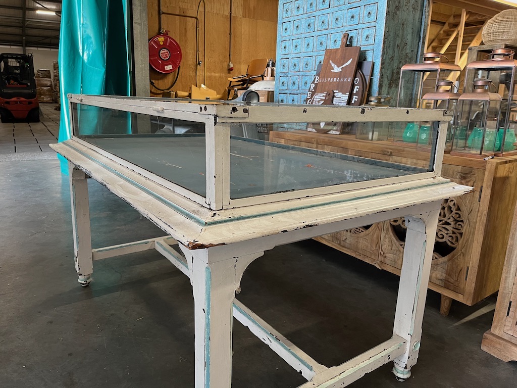 Zeer Unieke Antieke Vitrine/Toonbank/Vitrinetafel uit Winkel