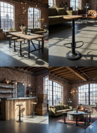 Industriele Necchi barkrukken metaal zitting Hout