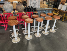 Industriele Necchi barkrukken metaal zitting Leer Cognac