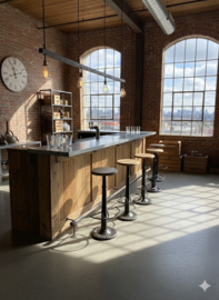 Industriele Necchi barkrukken metaal zitting Hout