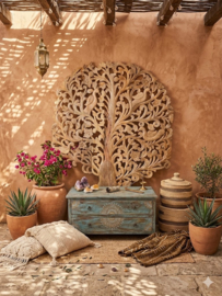 Houtsnijwerk Levensboom Mangohout Handgemaakt India