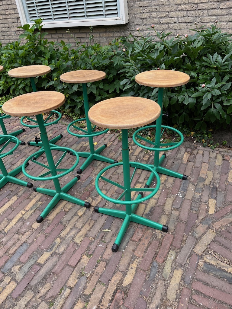 Unieke Dykmeyer Industriele/Vintage Barkrukken 79 cm hoog