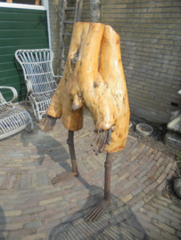 Sculptuur Boomstronk Man hout/ijzer gesigneerd