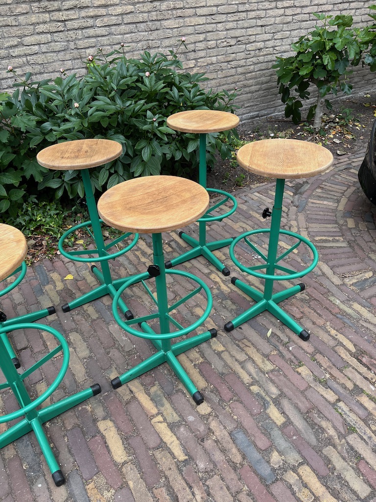 Unieke Dykmeyer Industriele/Vintage Barkrukken 79 cm hoog