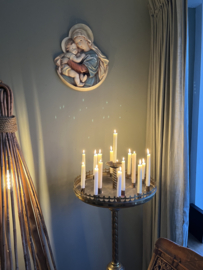 Zeer Unieke Antieke Franse Kerk Kandelaar met Fleur de Lis