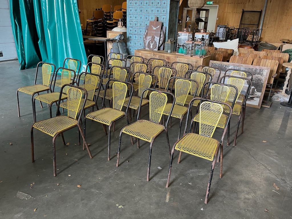 Zeer Unieke Metalen Stoelen Jaren 50 Ontwerp Rene Malaval