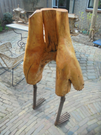 Sculptuur Boomstronk Man hout/ijzer gesigneerd