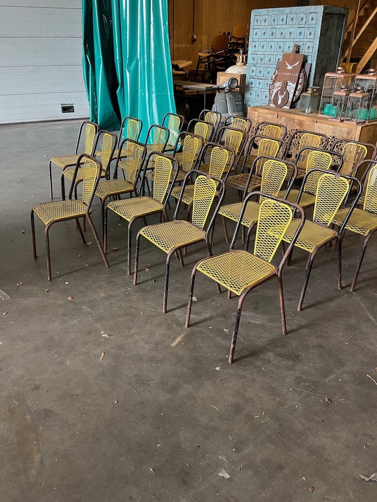 Zeer Unieke Metalen Stoelen Jaren 50 Ontwerp Rene Malaval