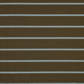 Ribtricot moss green and dusty blue stripes