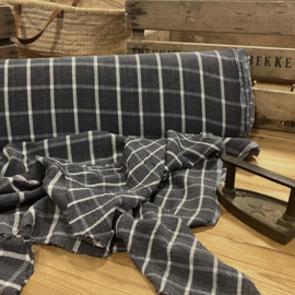 Double gauze double sided checks gemeleerd blauw