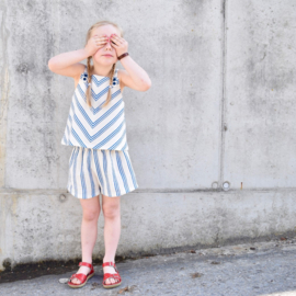 Double gauze bright blue stripes