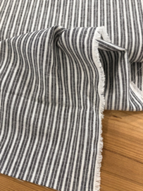 Double striped 155 linnen cotton blend black