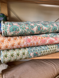 Indian vintage cotton green flowers