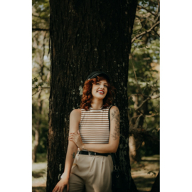 Ribtricot dark blush stripes