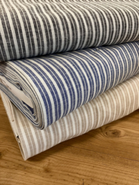 Double striped 155 linnen cotton blend blue