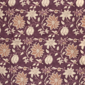 Blockprint cotton voile cherry pink flowers