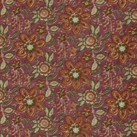 Blockprint cotton voile flowers old pink