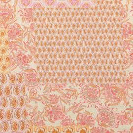 Indian vintage cotton patchwork orange pink