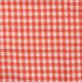 Gestructureerde katoen ruit koraalrood