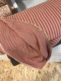 Double side gauze stripe Caramel Ruby