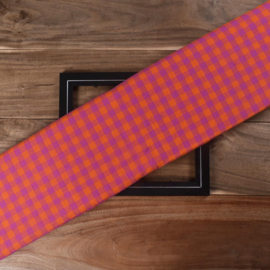 Indian handloom cotton check Pink+Orange