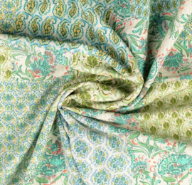 Indian vintage cotton patchwork green blue