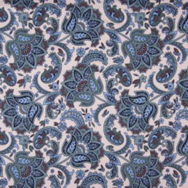 French Terry blue paisley