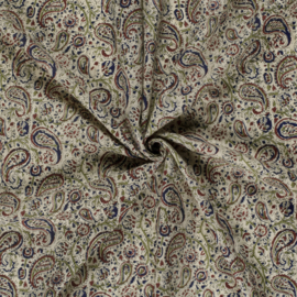 Blockprint cotton voile paisley beige