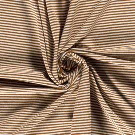 Katoen tricot yarn dyed stripes caramel