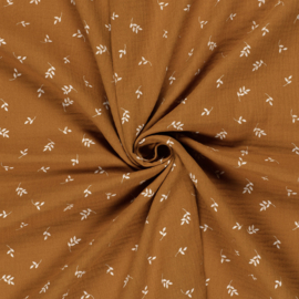 Double gauze little leafs caramel