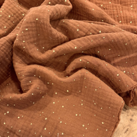 Double gauze golden dots cognac