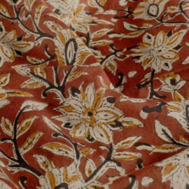 Blockprint cotton voile flowers red