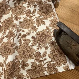 Linnen katoen blend oud-roze bloemen