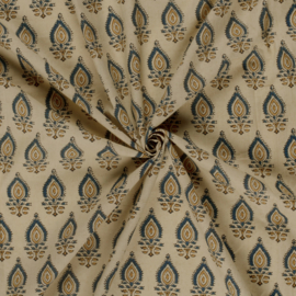 Blockprint cotton voile indian beige