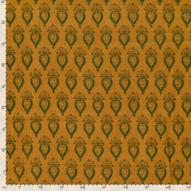 Blockprint cotton voile indian ochre