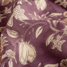 Blockprint cotton voile cherry pink flowers