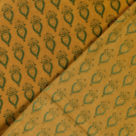 Blockprint cotton voile indian ochre