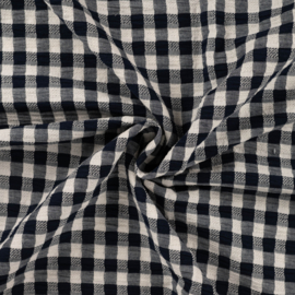 Gestructureerde katoen ruit dark navy