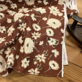 Linnen katoen blend flowers rouge