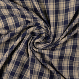 Dubbelzijdige double gauze ruiten/strepen blauw