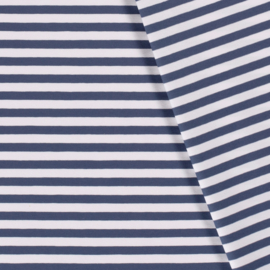 Cotton jersey yarn dyed bold blue stripes