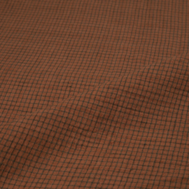 Indian handloom cotton check Rust+Olive