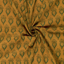 Blockprint cotton voile indian ochre