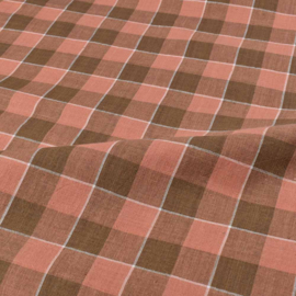 Indian handloom cotton check Brown+Olive