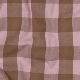 Katoen yarn dyed check roze-bruin