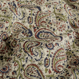 Blockprint cotton voile paisley beige