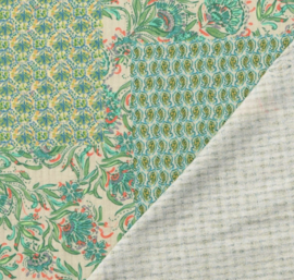 Indian vintage cotton patchwork green blue