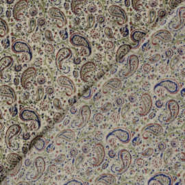 Blockprint cotton voile paisley beige