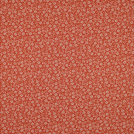 Popeline flower and dots brique